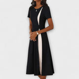 Diana - Rochie midi alb-negru