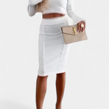 Minerva Elegant Set cu Dantelă și Fuste cu Talie Înaltă