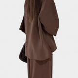 Eli set oversized cu top cu decolteu în V și pantaloni drepți