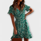 Dalila - Rochie boho scurtă verde