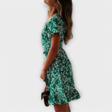 Dalila - Rochie boho scurtă verde