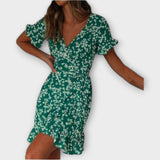 Dalila - Rochie boho scurtă verde