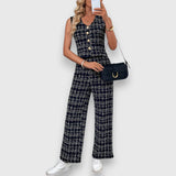 Dina™ - Set din două piese cu decolteu în V și pantaloni asortați