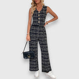 Dina™ - Set din două piese cu decolteu în V și pantaloni asortați