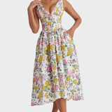 Alina™ - Rochie Midi cu Flori Romantice