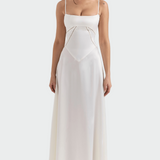 Silvija™ - Rochie Maxi Satinată cu Bretele Subțiri