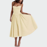 Dora™ - Rochie Maxi Satino cu Bretele Subțiri