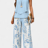 Martina Boho Elegant Set Fără Mâneci cu Pantaloni Drepți cu Model