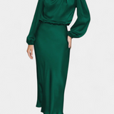 Rochie Maxi Cecila cu Guler Înalt și Detalii Florale