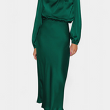 Rochie Maxi Cecila cu Guler Înalt și Detalii Florale