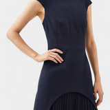 Rochie Mini Karen cu Guler Înalt și Detaliu Plisat
