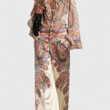Bluză cu Volane și Model Vintage Paisley