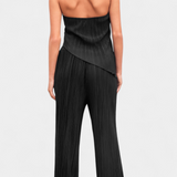 Pilarica Set Plisat cu Top Asimetric și Pantaloni Fluturând