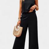 Compleu Lavinia Boho din in și bumbac cu top și pantaloni scurți
