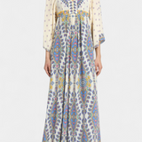 Rochie de Mireasă Lungă cu Decolteu în Formă de V și Model Paisley Elegant