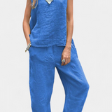 Leona din in, bumbac, vestă și pantaloni