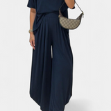 Trista Set de Vacanță cu Top Moale și Pantaloni Largi