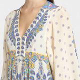 Rochie de Mireasă Lungă cu Decolteu în Formă de V și Model Paisley Elegant