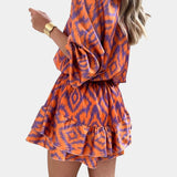 Yasmine Mono Mini cu Volane și Model Ikat