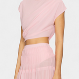 Fustă Nalia din Chiffon cu Bandă Elastică și Volane