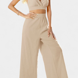 Set Valentina cu Top din Dantelă și Pantaloni Largi