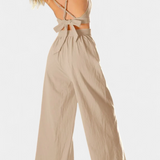 Set Valentina cu Top din Dantelă și Pantaloni Largi