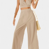 Set Lăcuit cu Dantelă și Pantaloni Largi Valentina