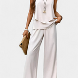 Martina Boho Elegant Set Fără Mâneci cu Pantaloni Drepți cu Model