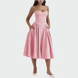 Dora™ - Rochie Maxi Satino cu Bretele Subțiri