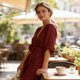 Daniela – Rochie elegantă cu decolteu în V și croială largă